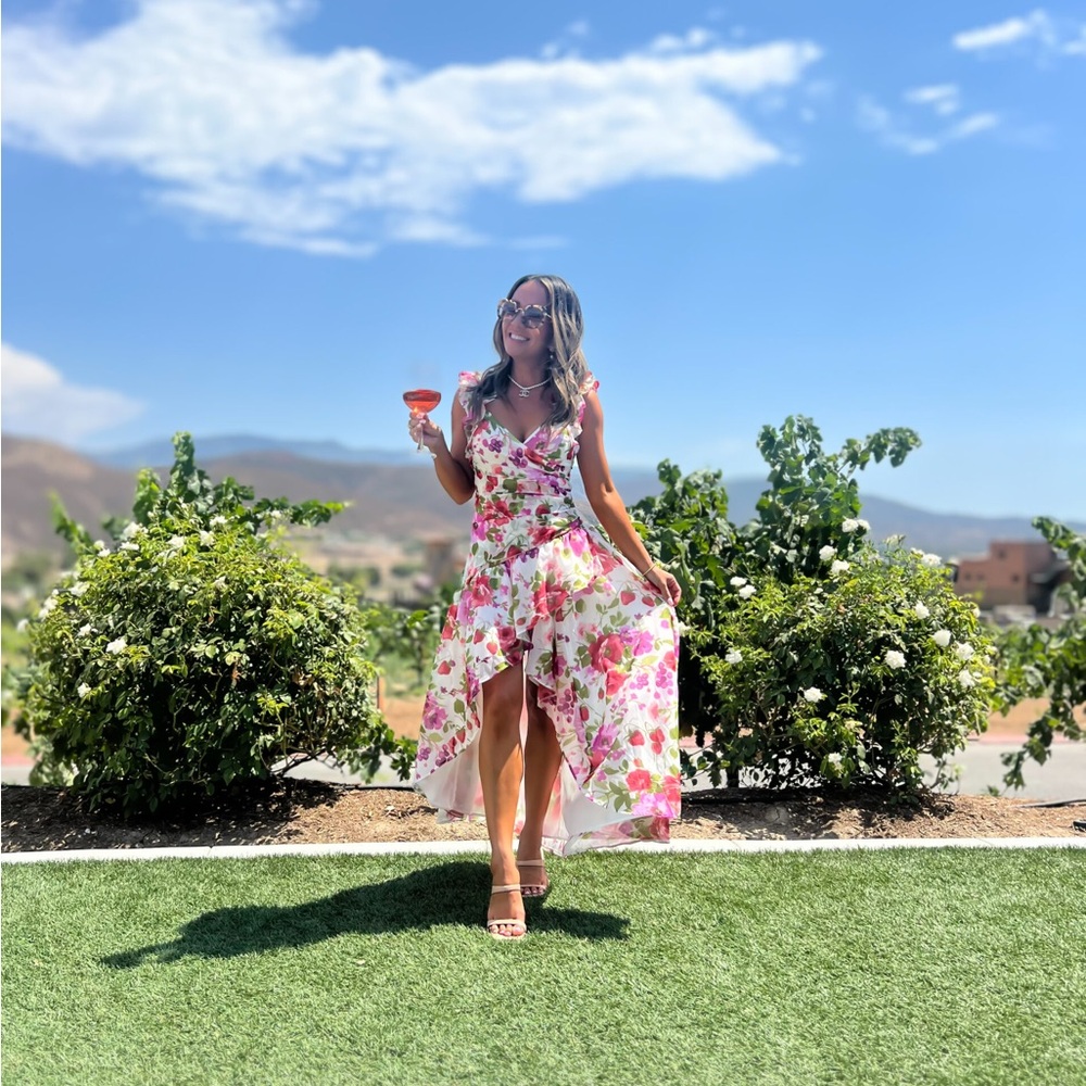 Floral Pink and White Women's Dress